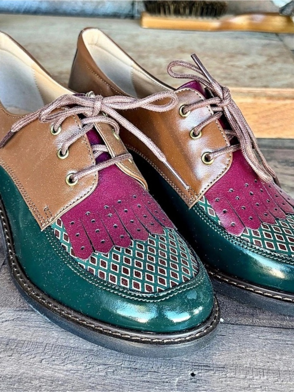 Embassy London Retro Tone Color Block Oxfords EU 37
